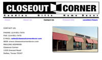 the contact page on closeout corner
