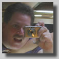 Ruthie and Dennis being silly with a mirrored ceiling