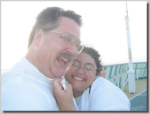 Dennis and Ruthie at sunrise way up on deck 10