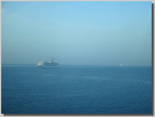 At one point we had 2 other cruise ships following the same path as us. The closer ship is from the Carnival line and the other is another Royal Caribbean ship.