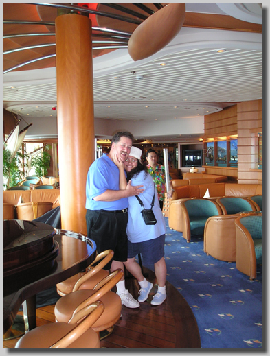 Dennis and Ruthie in the Schooner Bar on deck 6