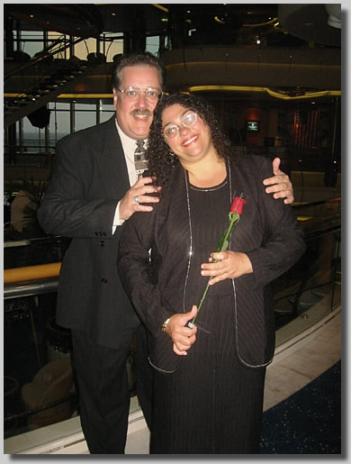 Dennis and Ruthie on the way into the 2nd formal dinner with her red rose I gave her. This was shortly before I got down on one knee and asked her to marry me in the dining room.