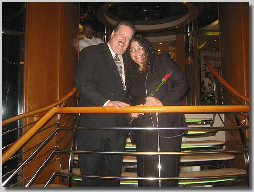 Dennis and Ruthie on the way up the stairs on deck 5.