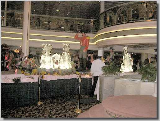 This was the gala buffet in the dining room on deck 5 where they made all these cool creations out of food and had these incredible ice sculptures.