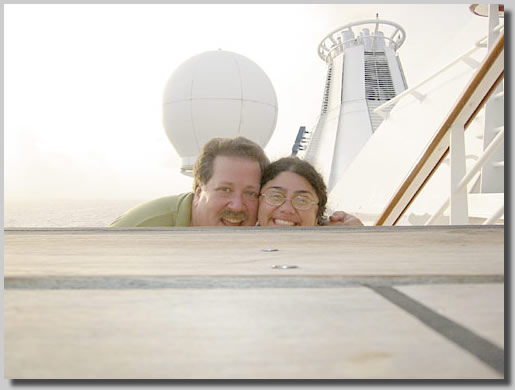 Dennis and Ruthie on Deck 11 stairs.