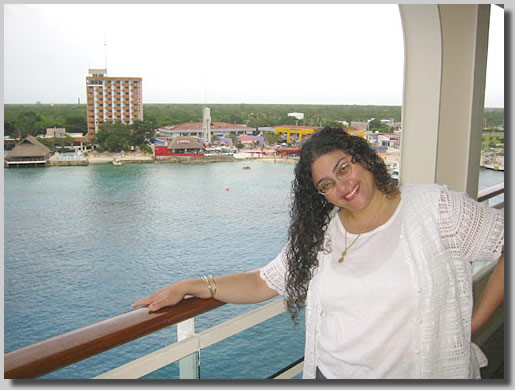 Ruthie on the balcony of the Library on deck 7
