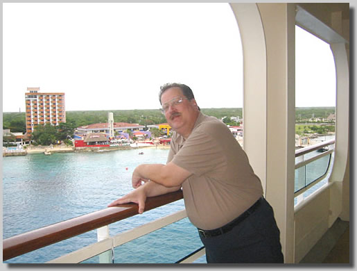 Dennis on the balcony of the Library on deck 7