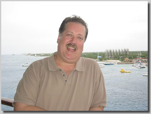 Dennis on the balcony of the Library on deck 7