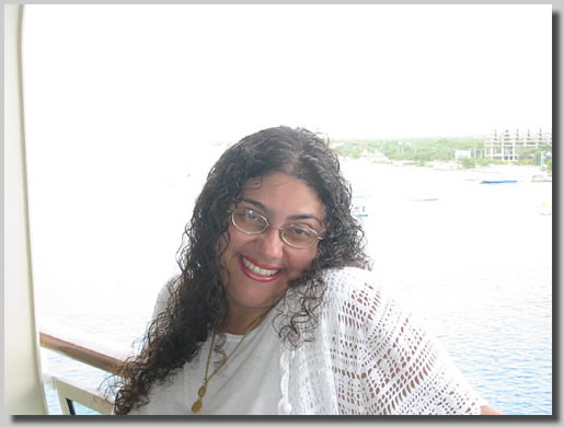 Ruthie on the balcony of the Library on deck 7