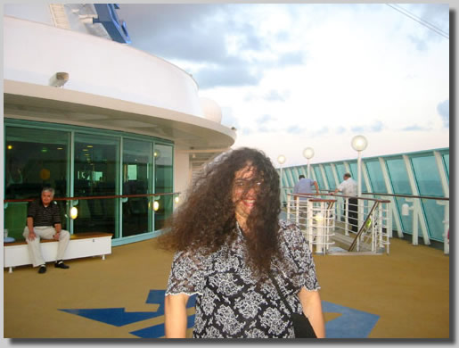 Ruthie with raging hair in the wind