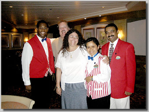 Lambert (our head waiter), Gush, Rooty Jr., Kelli (our 2nd waiter) and the head waiter from the main dining room.