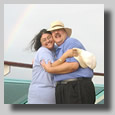 I liked the rainbow so much I could not resist putting the camera on a mini-tripod and getting in a shot with my cutie.