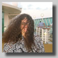 Ruthie with raging hair in the wind