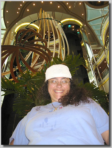 This was a morning we were up for the sunrise (we did this almost every morning) and we took a bunch of silly shots all over the ship. This was on deck 4 looking up at the Centrum.
