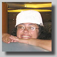 This is a shot of Ruthie looking out from behind a chair in the bar on deck 4.