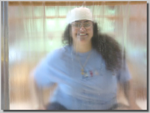This is a cool shot of Ruthie from behind the fountain on deck 5.