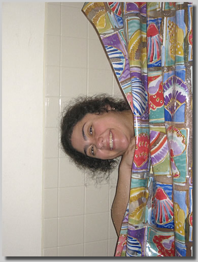 Rooty Jr. peeking out of the shower very early in the morning!