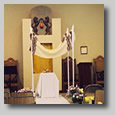 The chapel all empty and quiet before the crowd entered. This was right after Joyce had sprayed it with a 