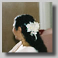 Rooty Jr. in the bridal dressing room looking just beautiful and radiant in her great wedding dress.